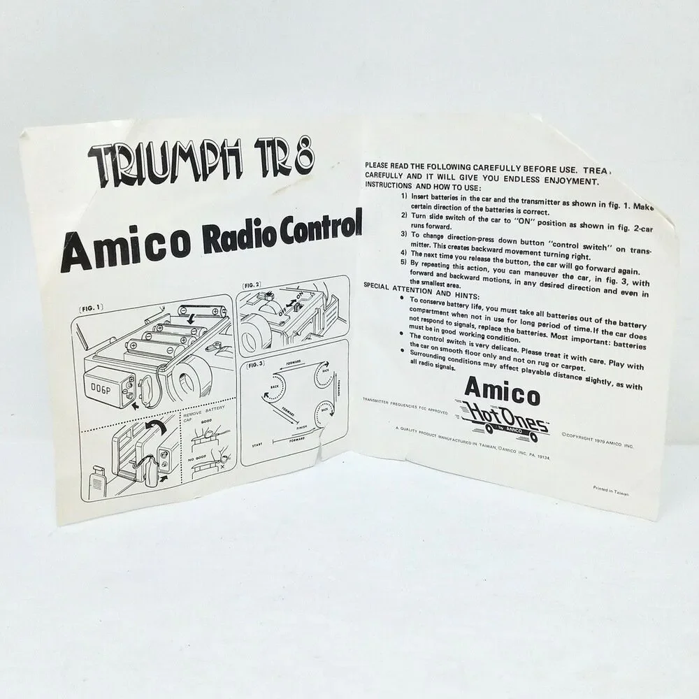Vintage Amico Triumph TR8 Radio Controlled RC Car w/ Remote & Box *NOT TESTED*